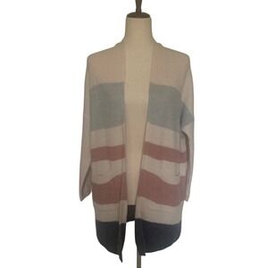 Striped Chunky Knit Cardigan S Pastel Coastal Grandma Boho Oversized Pockets